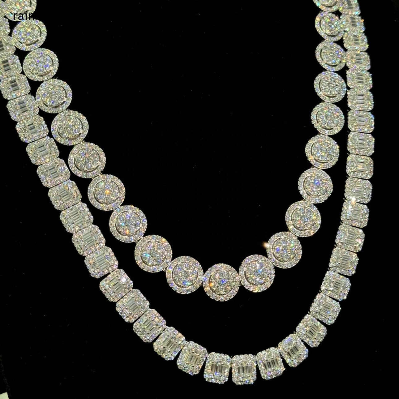 Sterling Silver 925 Necklace Vvs Moissanite Hip Hop Iced Out Jewelry Tennis Bracelet Chain