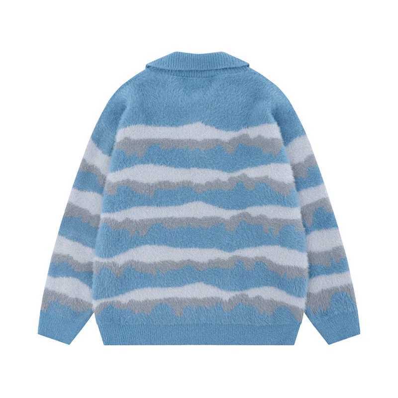 2024 Autumn New Guochao Lazy Striped Lapel Trendy Brand Niche Mens and Womens Knitted Sweater J251029