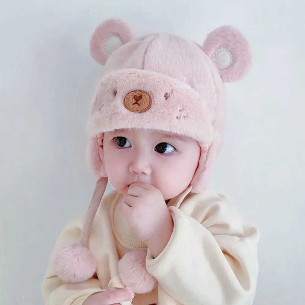 New Cute Warm Hats with Ball Solid Color Hemming Caps Autumn Winter Soft Ear Protection Hats251028