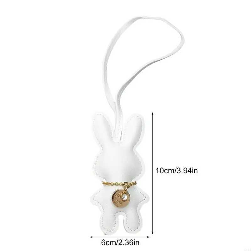 Elegant Rabbit Keychain Pendant Artificial Leather Bunnys Keyring Ornament Versatile Animal Bag Charm AccessoryW251029