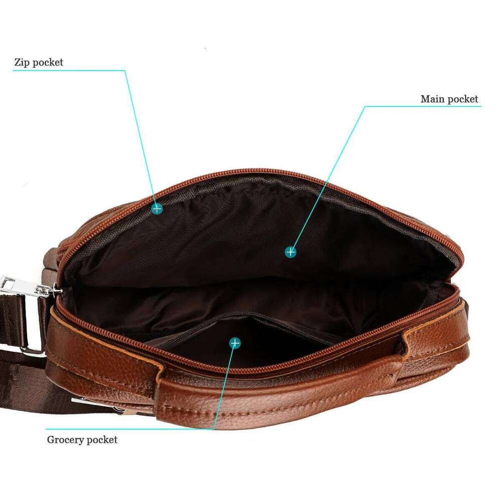 Fashion Shoulder Genuine Leather Handbag Business Multifunctional Briefcase Travel Men's Crossbody Bag Men