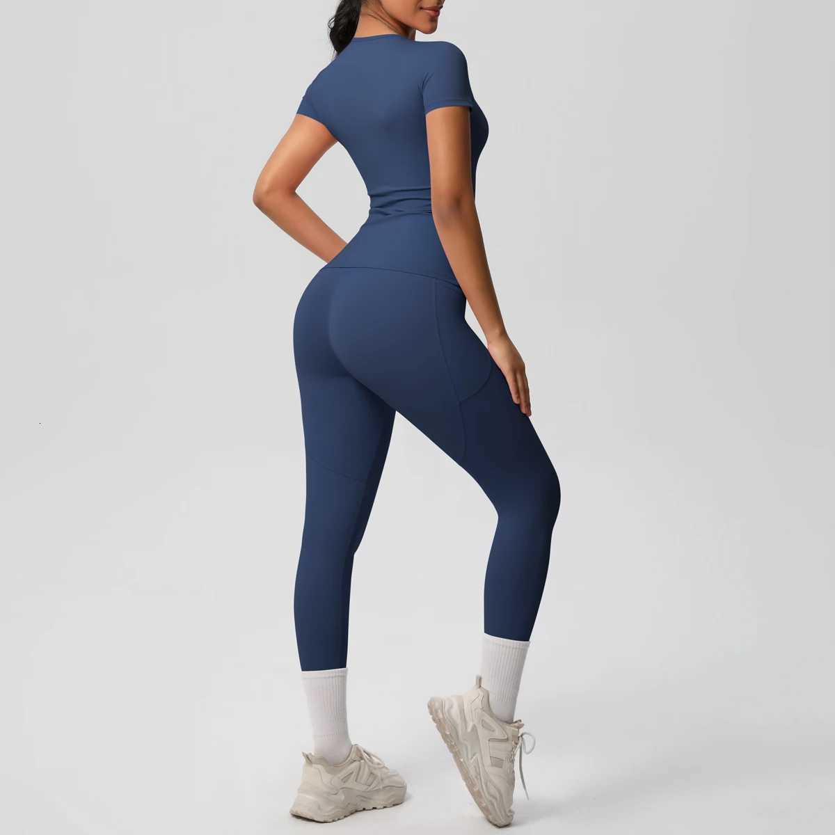 Women 2pcs Patchwork Sport Yoga Suit Womens Tracksuit Jacket Running Shirts Tummy Control Butt Lifting Gey PantsXJ251029