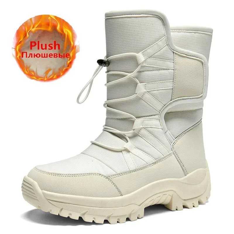 New Winter Women Boots Warm Plush MidCalf Womens Snow Boots Laceup Outdoor Waterproof Hiking Boots Chaussures Femme Size 42 Z251029