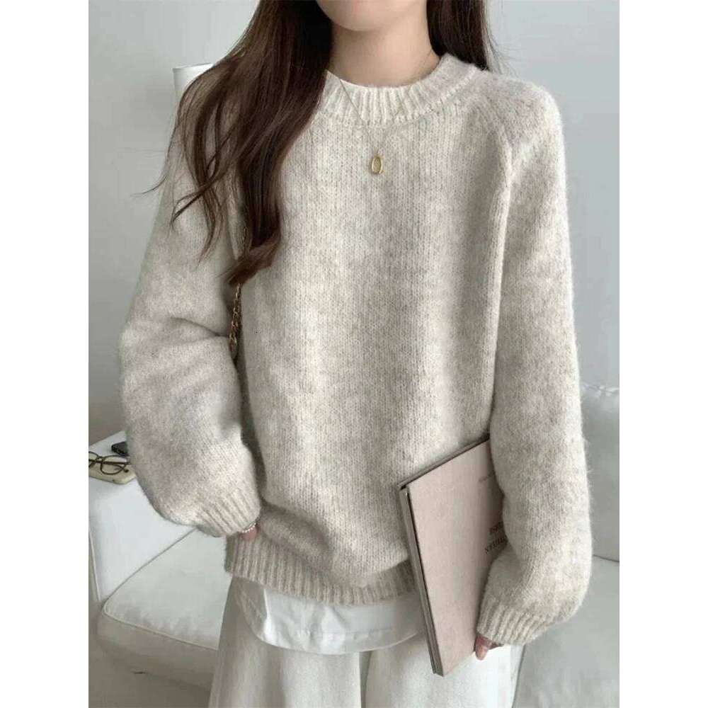 Aoaiiys Pullover Women Casual O Neck Long Sleeve Sweater Coats Fashion Solid Loose Knitted Jumpers Autumn Winter New Pullovers