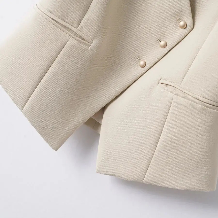 Solid Color Short Vest Womens Spring Fall Fashion V Neck Diagonal Button Versatile Workplace Elegant Vest Jacket Top 251029
