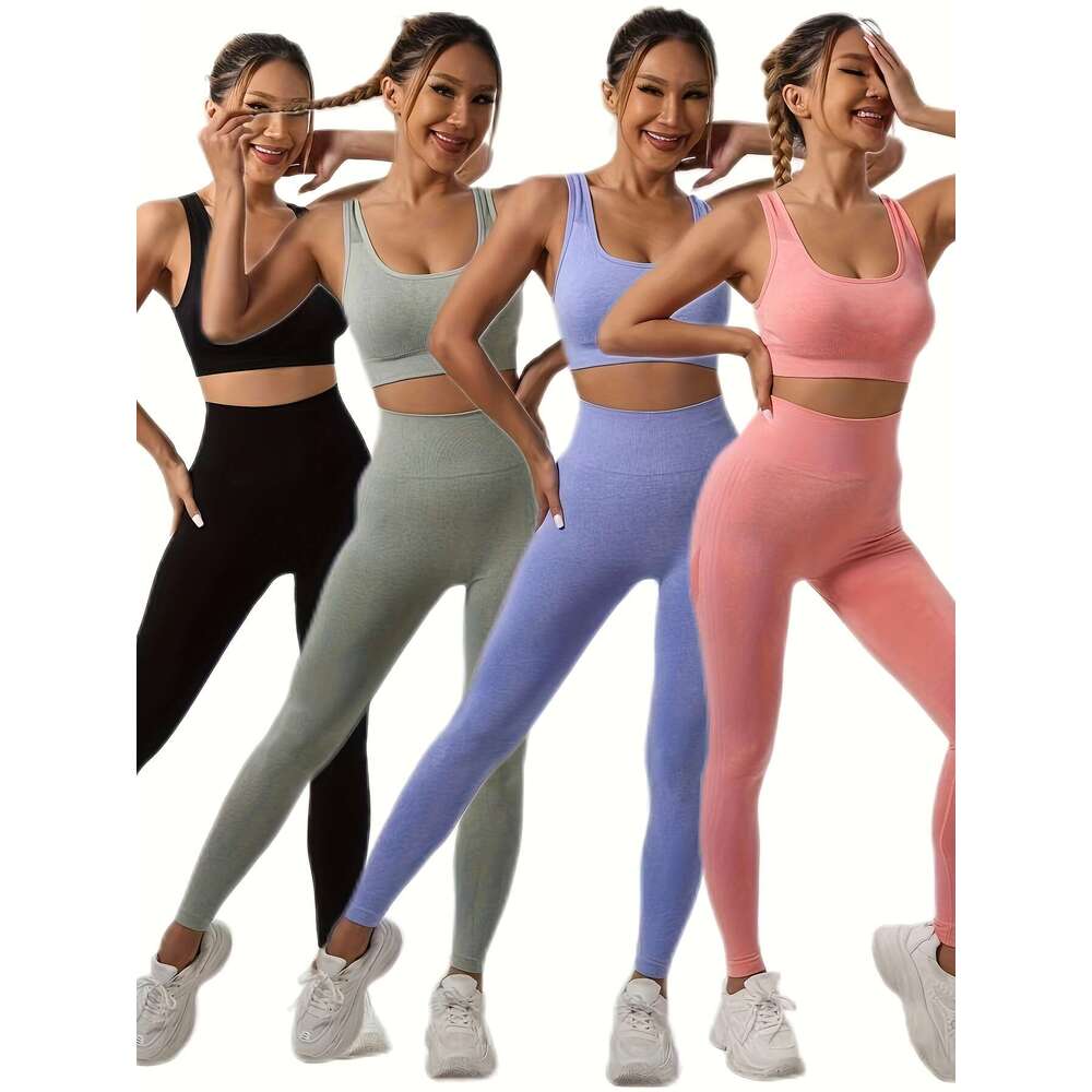 4pcs Sports Tank Top and Yoga Pants Set