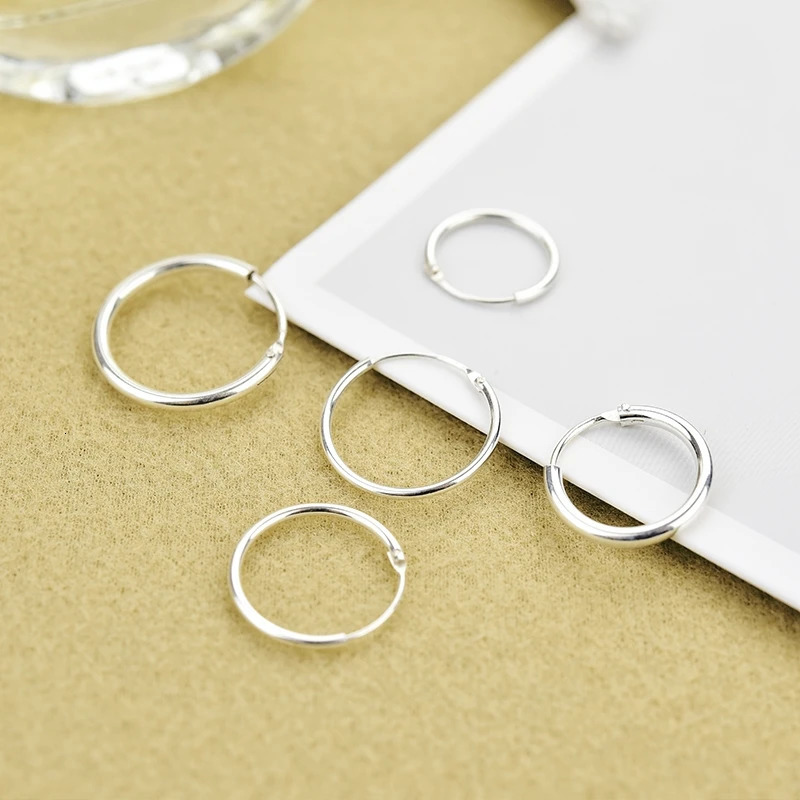 925 Sterling Silver Simple Ear Bone Hoop Earrings For Women Small Buckle Round Circle Hoops gift 251013