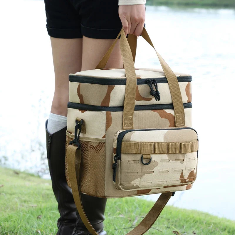 2Layer Tactical Lunch Bag Outdoor Picnic Cooler Bag Work Leakproof Insulated Durable Thermal Cooler Bag Meal Camping Picnic 251029