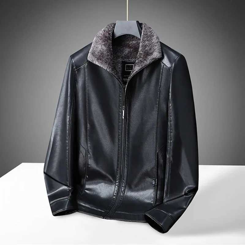 Large size mens PU leather jacket male tide winter extra large men loose man leather jacket fleece 7XL 6XL waterproof jacketT251029