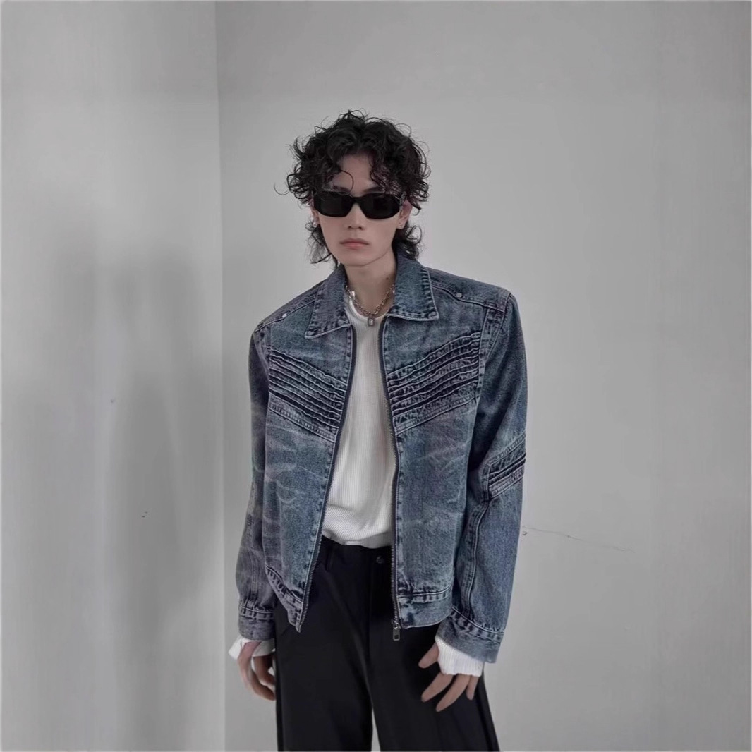 Short Deconstructed Jacket Men's Trendy Brand Designer Jacket High-end Cool Spring And Autumn American Design Heavy-duty Denim Jacket