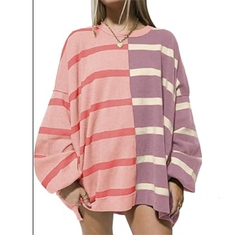 Designer hot selling European and American autumn and winter new striped knitted long sleeved women's sportswear