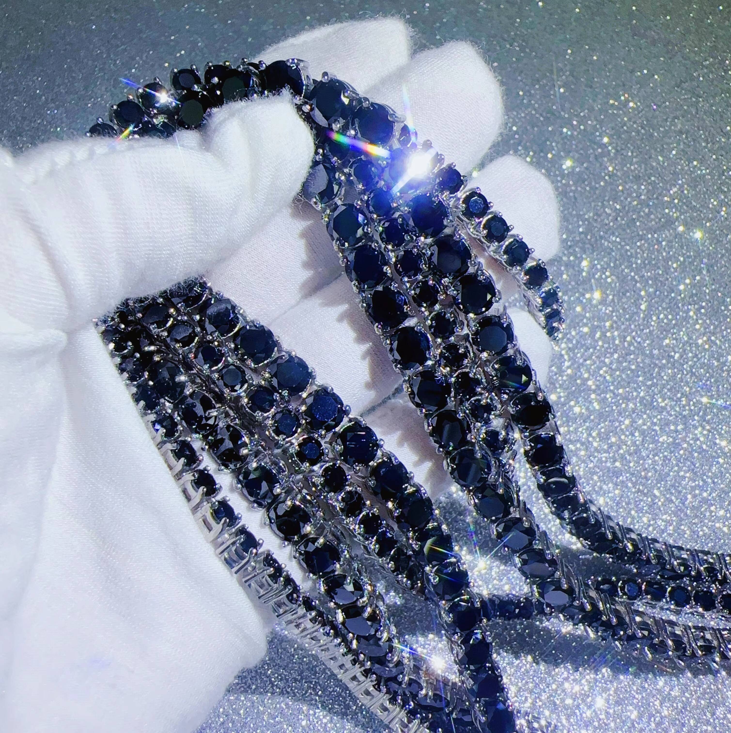 Custom Moissanite Jewellery Black Diamond Silver 925 Necklace VVS Diamond Chain Hip Hop Iced Out Jewelry Fashion Tennis Chain