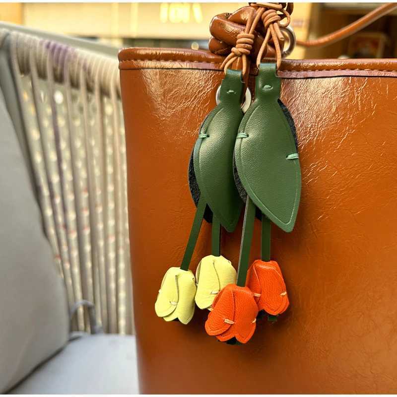 Tulip Leather Bag Pendant Creative And Novel Ins Style Bag Pendant Keychain Niche And Versatile Flower Bag Pendant AccessoriesW251029