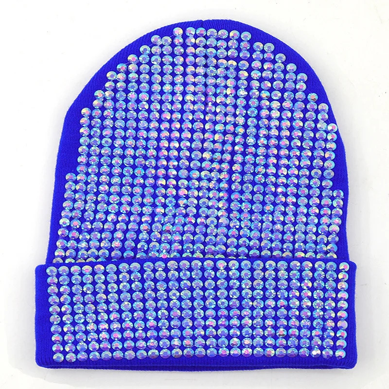 Beanie Diamond Inlaid Solid Color Brimless Bell Shaped Hat Handmade Woolen Warm Sticky Knit 4m857 251013