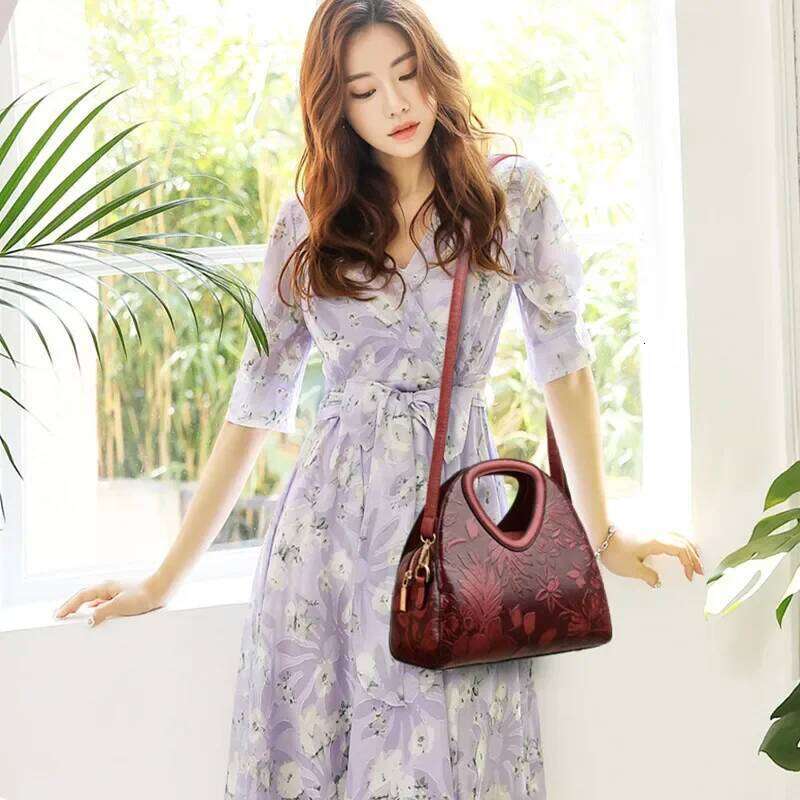 Leather Handbags Female Ladies Hand Hobos Mother Shoulder Bag Chinese Style Crossbody Bags For Women Sac A Main
