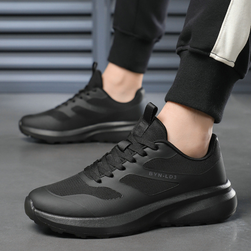 Free Shipping Men Shoes Black Running Shoes Breathable Mesh Casual Sneakers