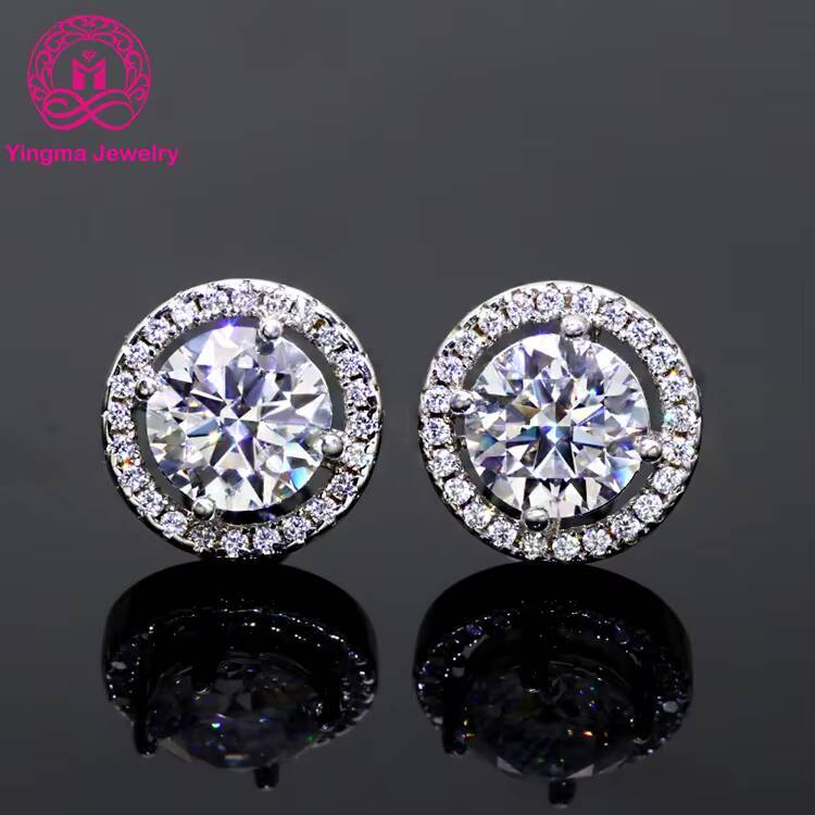 Delicate Sliver Earrings 05ct1 Carat 2 Carat Fashion Moissanite Jewelry Diamond Earrings VVS White D Moissanite Earrings