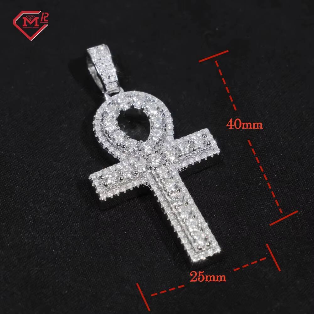 Shipment 3 Days Moissanite Cross Pendant Ankh VVS Diamond Jewelry 925 Silver Hiphop Moissanite Pendant