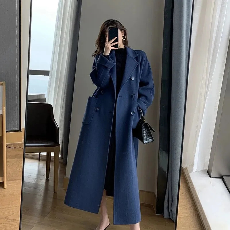 Womens Coat Winter Korean Fashion Long Coated Thickened Woolen for Women Black Harajuku 251028
