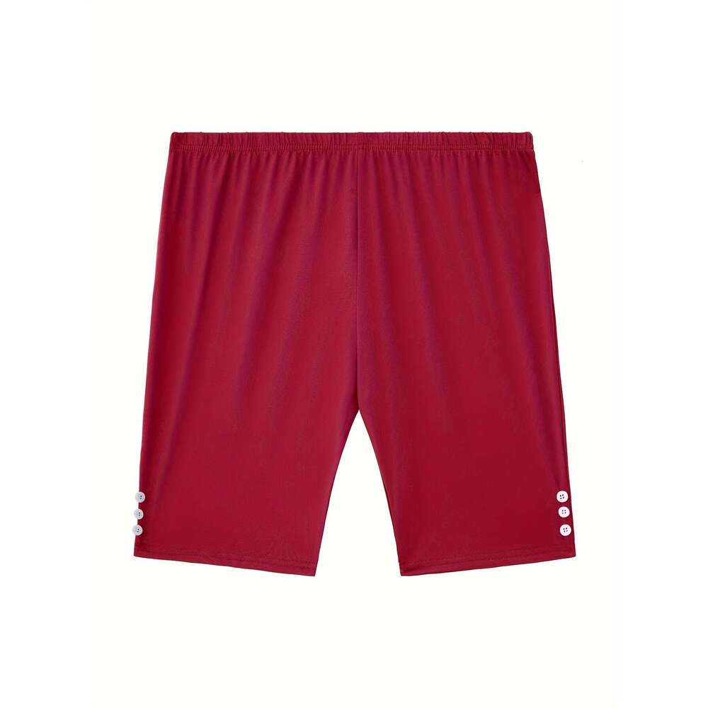 4pcs Plus Size Women'S High Waisted Shorts Stretchy, Button-Decorated, Casual Pants Fiess, Yoga, Running - Ideal for Everyday, Wear, Holiday Wear