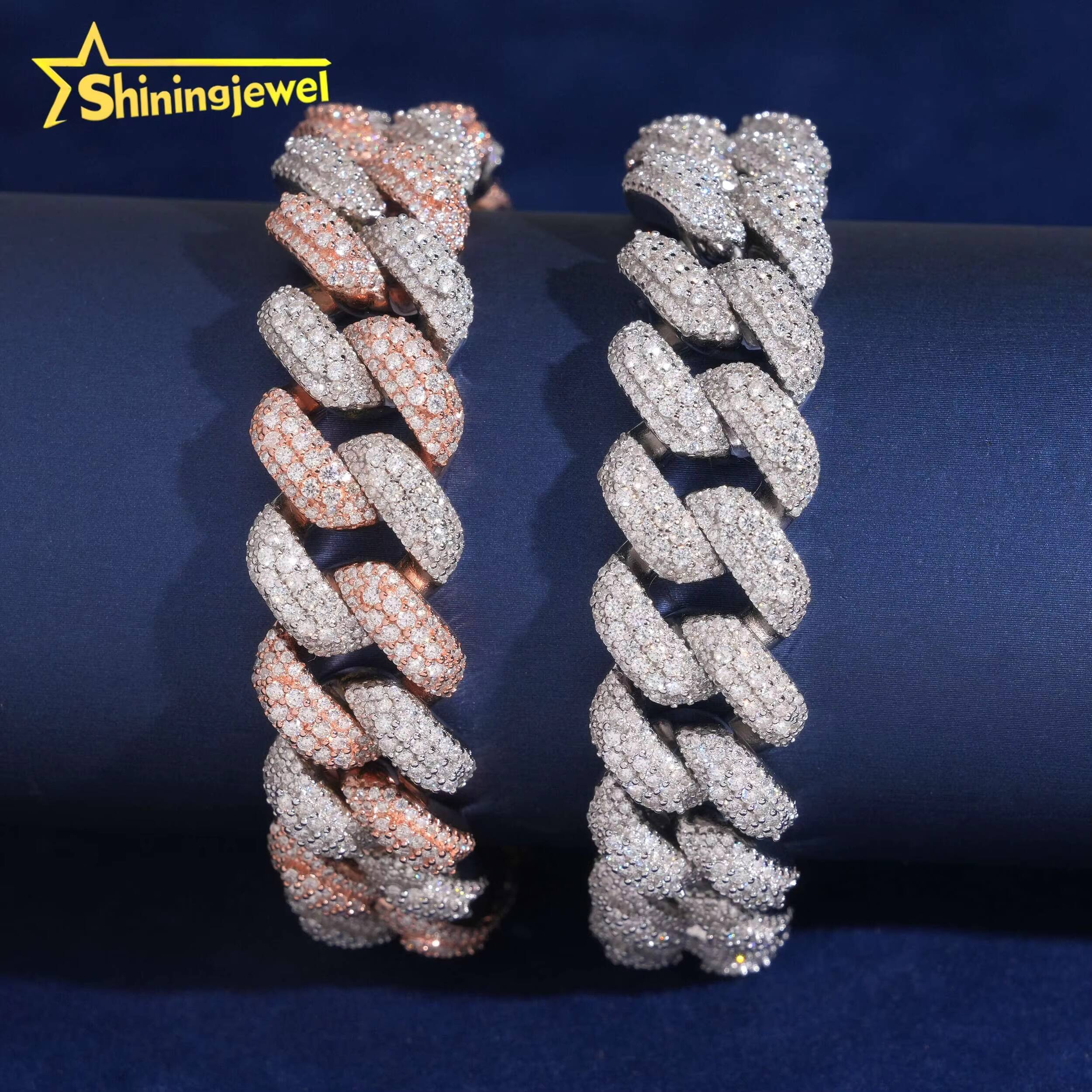 Iced Out Jewelry S925 Gold Plated Moissanite Hip Hop Cuban Bracelet Fine Jewelry Pass Diamond Test Moissnaite Cuban Bracelet