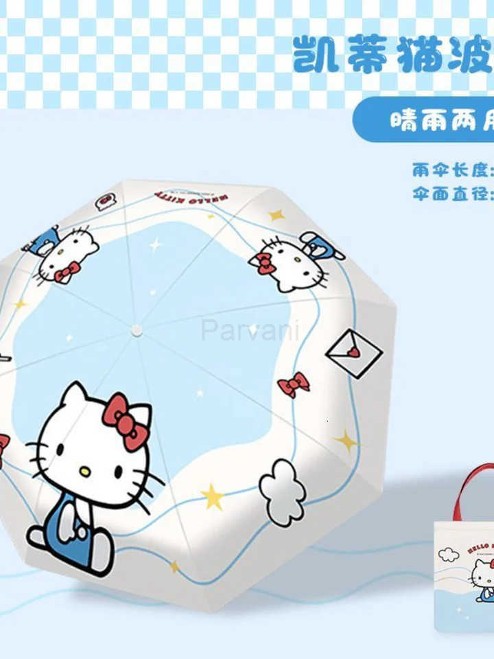 Sanrio Sanrio Hello Kitty Umbrella Fully Automatic Good Looks Cartoon Sun Umbrella Uv Protection Sun Umbrella Portable Wind Resistant L251029