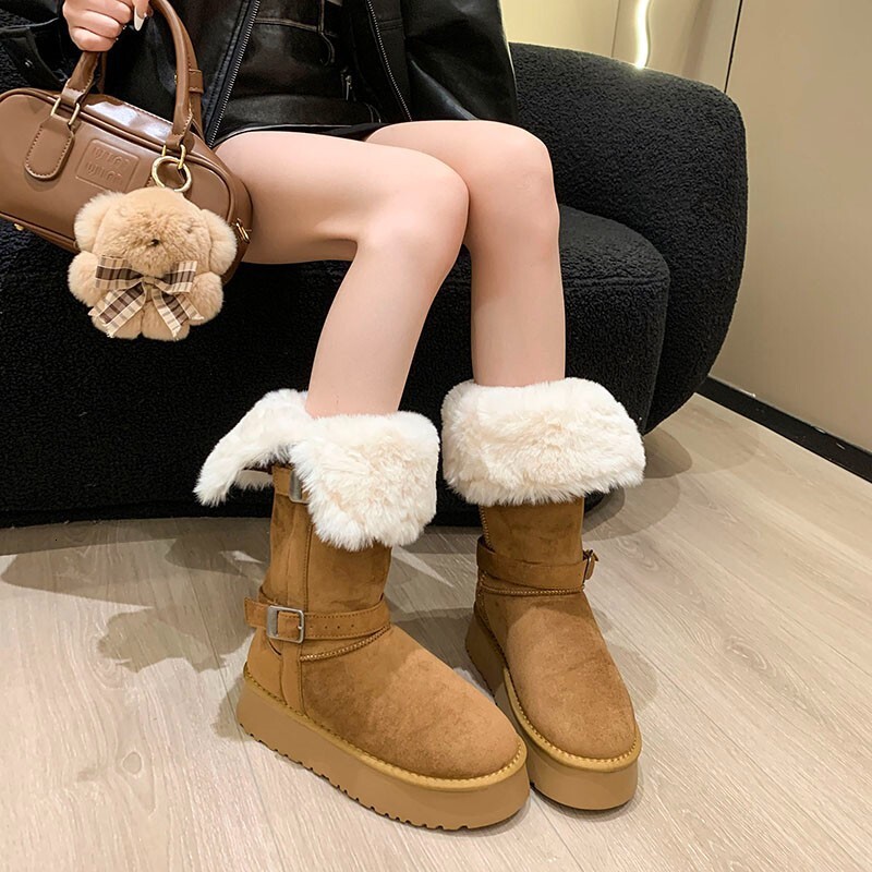 winter Autumn and winter new long tube designer boots gray snow boots luxury cotton luxury boots women s new thick soled wool lining thick high tube c