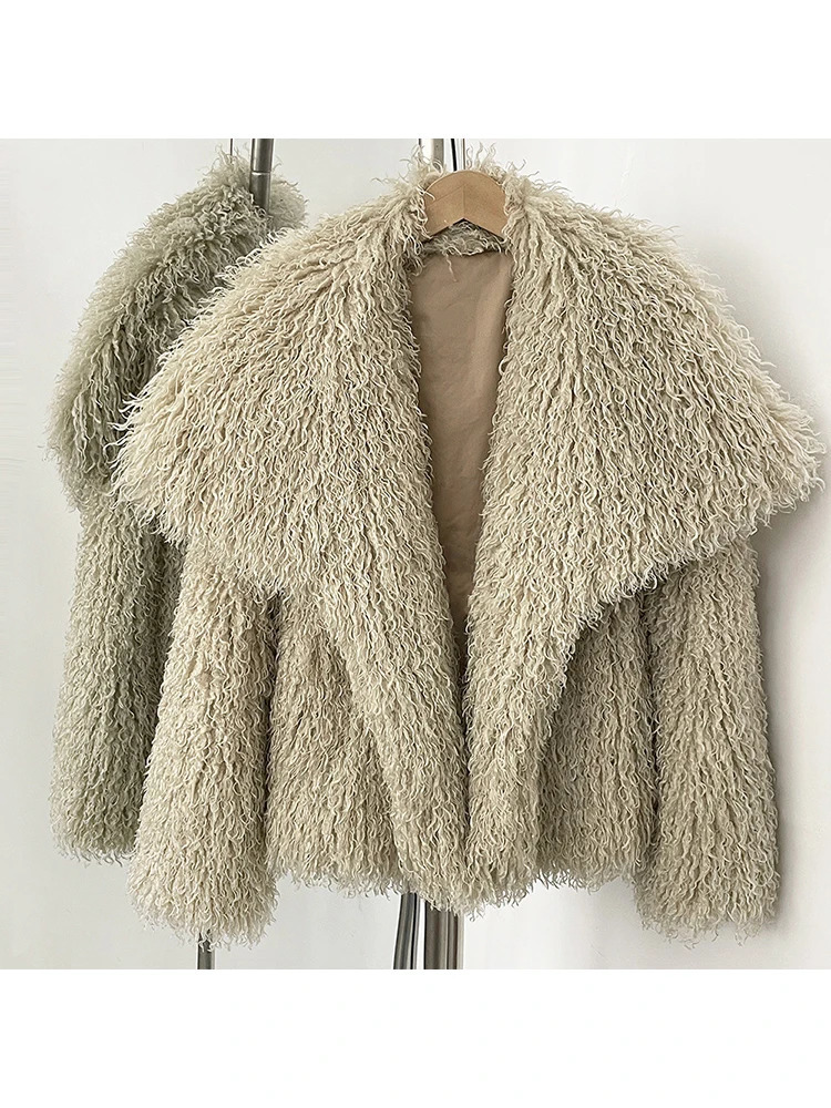 Mueyeruho 2025 Fall Winter Women Faux Fur Jacket Coat Tassel Solid Long Sleeve Thick Warm Overcoat Outwear Fluffy Coat For Women 251029