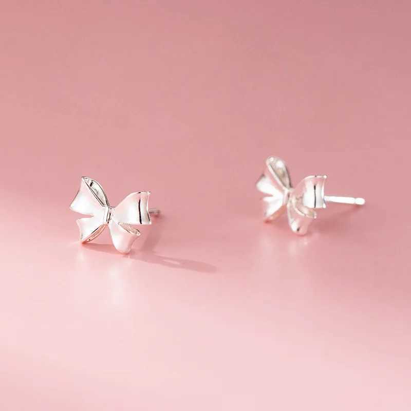 INZATT Real 925 Sterling Silver Bowknot Stud Earrings for Women Cute Fine Jewelry Light Luxury AccessoriesW251029
