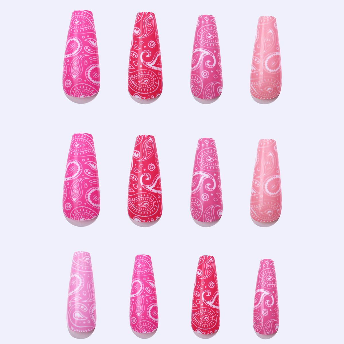 24pcs Long Coffin Shaped Nail Stickers with Sweet Pink White Floral Design - Perfect for Girls/Women Dated & Gifts Daily Wear Includes 1pc Jelly Gel A