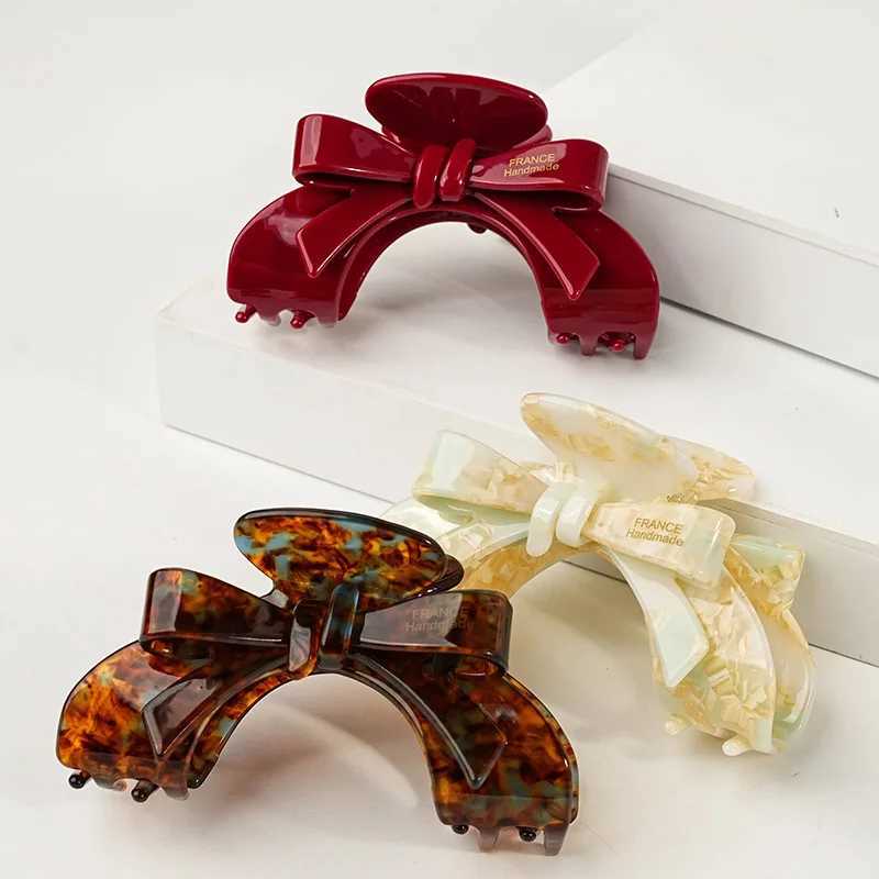 1PC French highend bow vinegar clip elegant temperament hair clip shark clip womens hair accessory hair clipW251028
