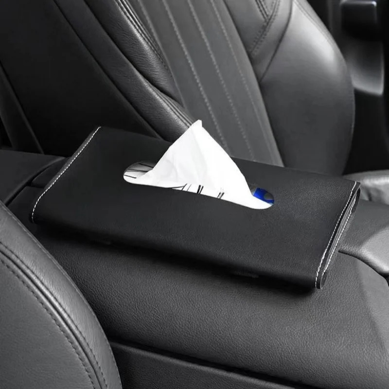 1 Pcs PU Soft Leather Car Tissue Box Hanging Sun Visor Tissue Box Creative Car Storage Products Car Interior Accessories 251029