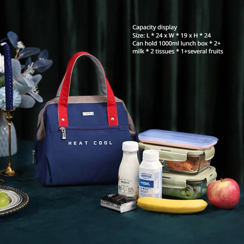 TOMILL Waterproof Portable Lunch Box Insulated Student Bento Bag Travel Work Lunch Bag Back Retain Freshness Bag 251029