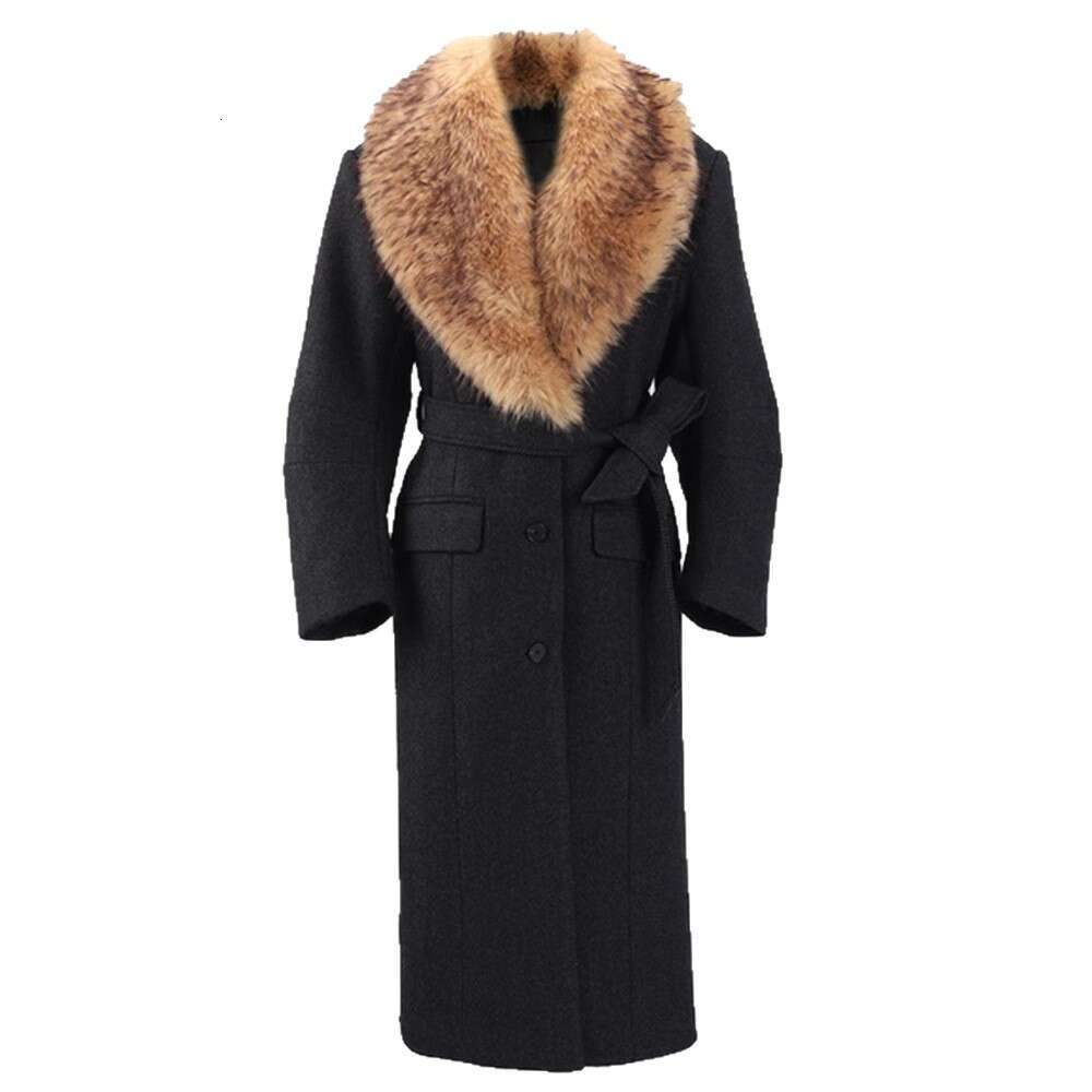2025 Women's Winter Long Coat Wool Splicing Fur Slim Fit Women's Suit Jacket y2k Clothing New Fashion High Quality Outerwear bra