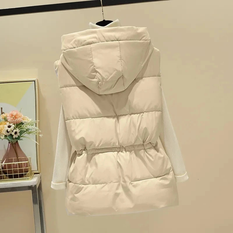 AutumnWinter Sleeveless Casual Hooded Womens Down Cotton Vest Coat Short Loose Korean Version Female Tank Top Jacket 251029