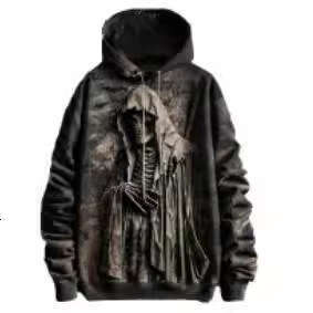 Halloween Hoodie Designer Men's Women's Y2K Hip Hop Gothic Skull Cartoon Pattern Print Black Ultra David Coat Men's Women's Gothic