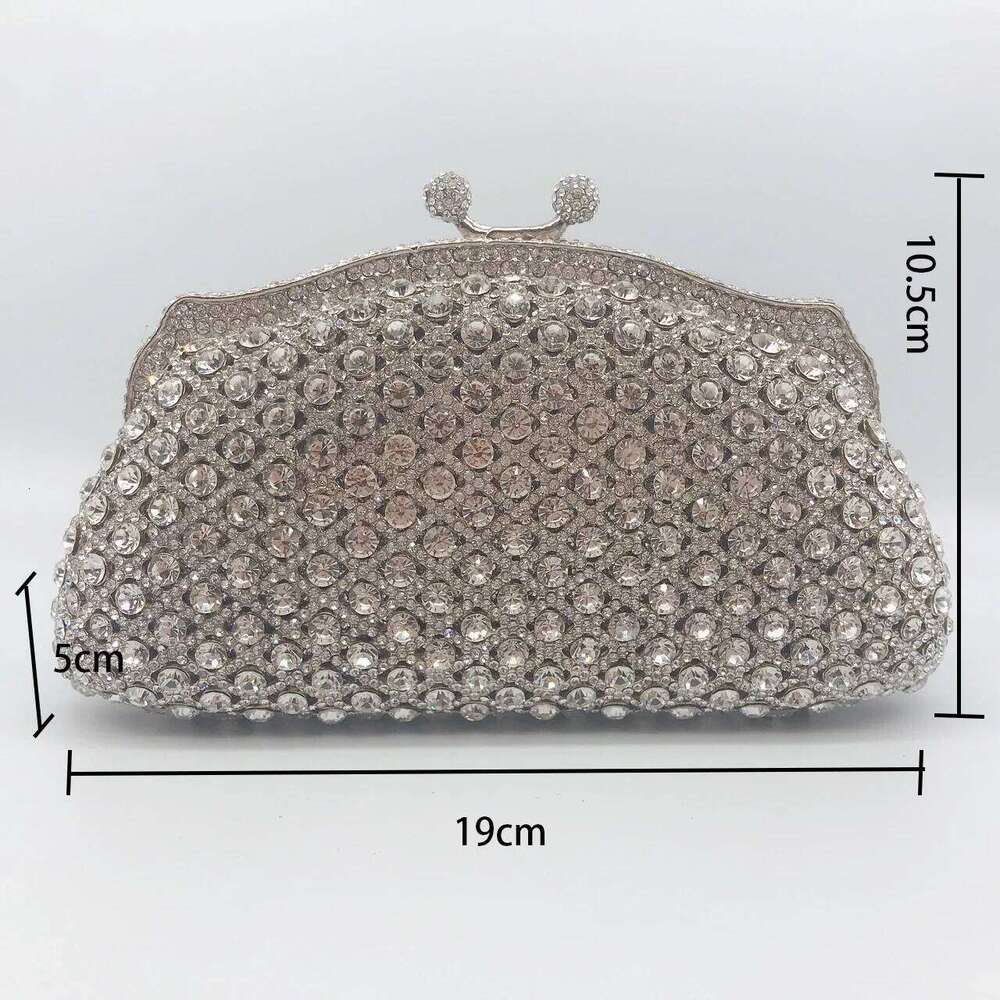 Women Elegant Sier Formal Rhinestone Clutch Purse Banquet Party Wedding Crystal Evening Bag Dia Bridal Handbag