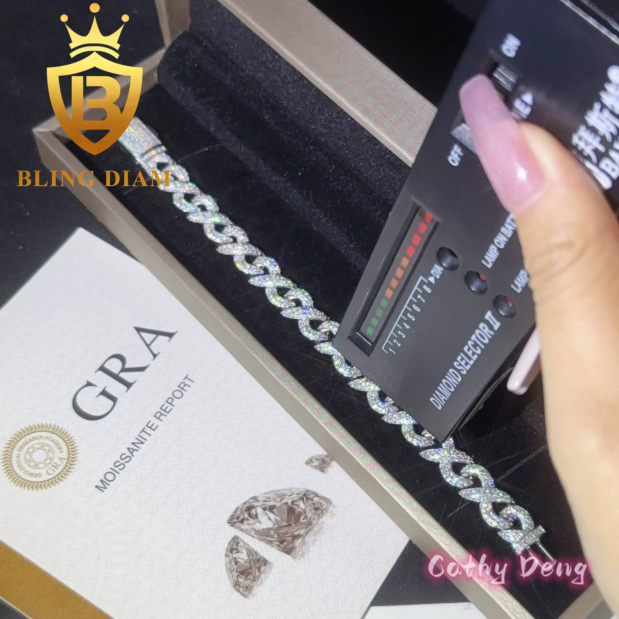 Ready Shipping 925 Sterling Silver Hip Hop Jewelry Infinite Moissanite Cuban Link Bracelet for Men and Women Pass Diamond Test