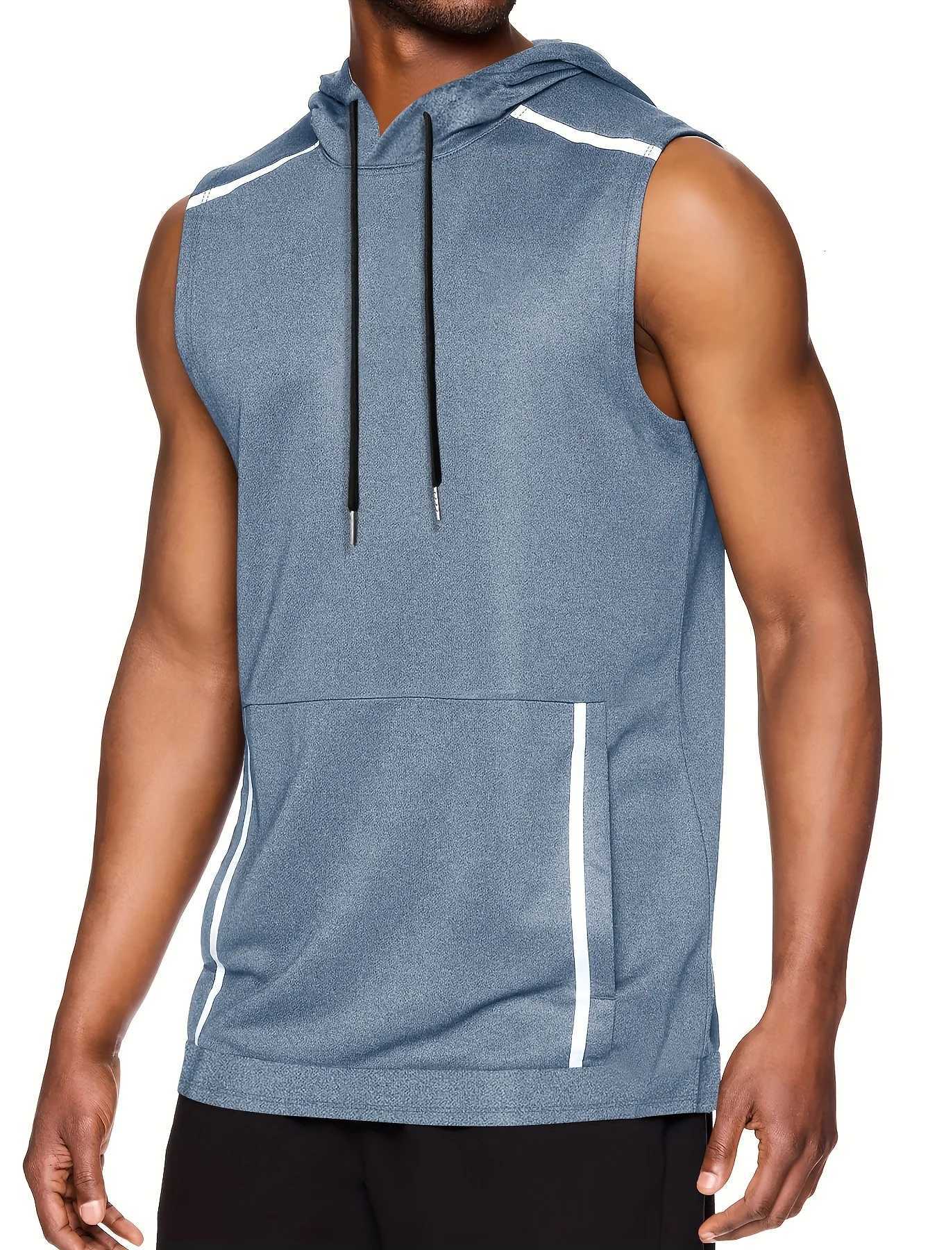 Hooded vest mens sports summer hoodie basketball jacket shoulder vest thin sleeveless top W251029