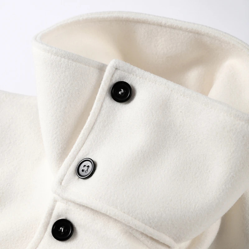 Cream Funnel Neck DoubleBreasted Wool Coat Oversize Slouchy Long Sleeve Elegant Women Outerwear Warm Office Lady Overcoat 251028