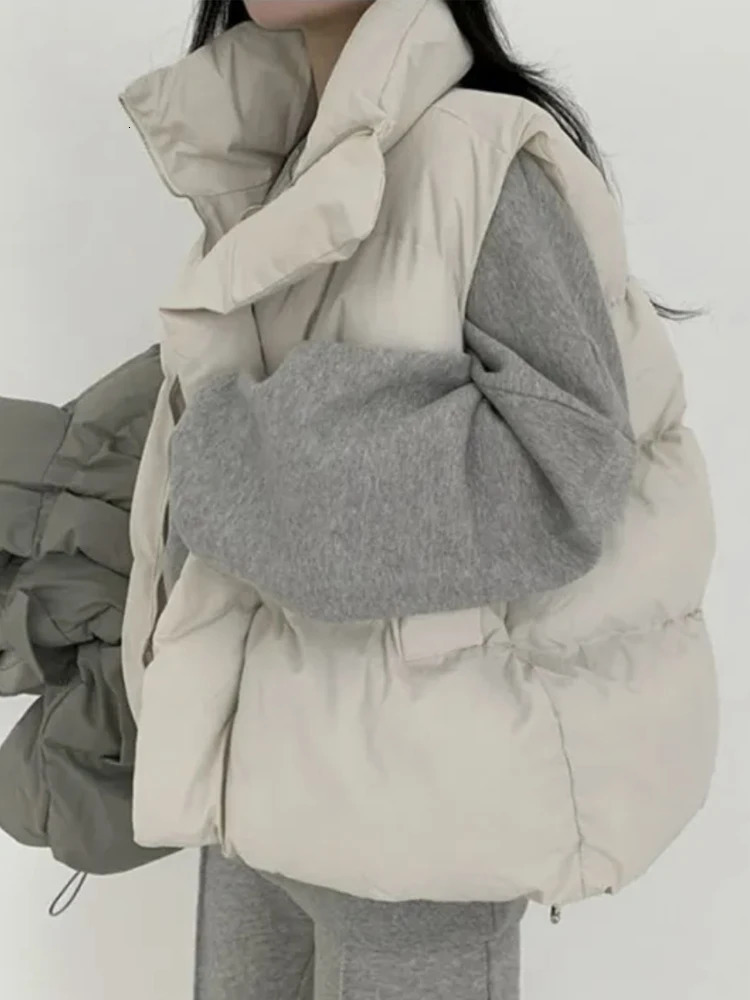 Ele Cotton Vest Outerwear Womens Autumn Winter Sle Stand Collar Svel oulder Pad Warm Loose Cotton Jaet 251029
