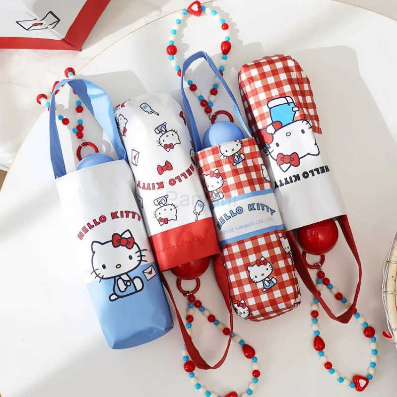 Sanrio Sanrio Hello Kitty Cartoon Umbrella Sunscreen Children Ultraviolet Proof Parasol Anime Kawaii Student Portable Folding Umbrella L251029