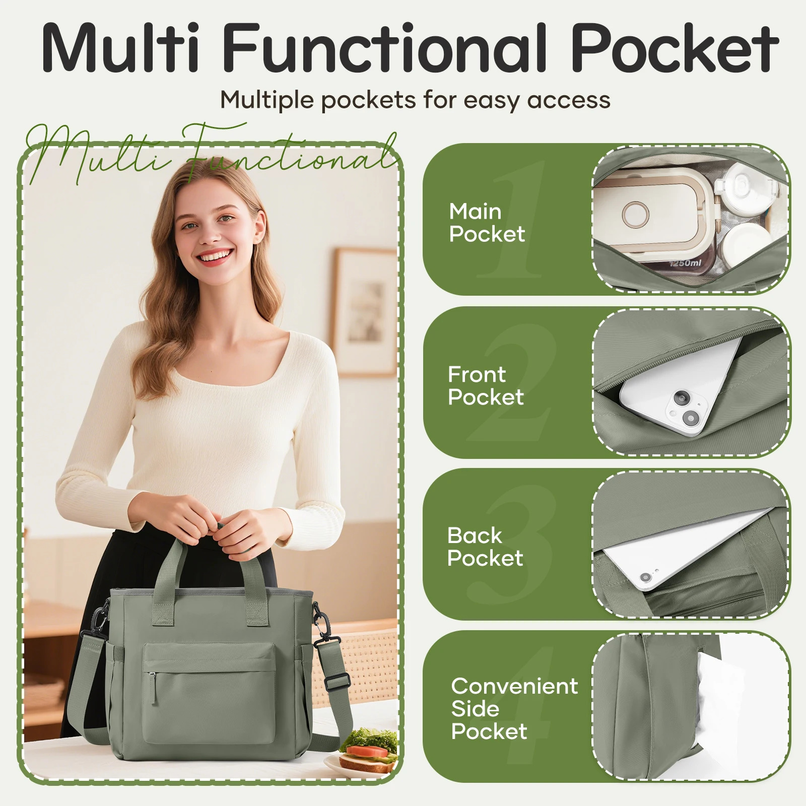 Large Capacity Insulated Lunch Bag Waterproof And Portable For School And Office Keep Your Food Fresh And DeliciousPicnic Bag 251029