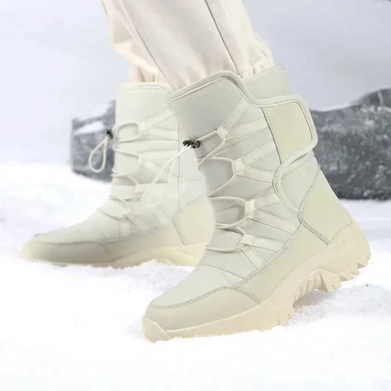 New Winter Women Boots Warm Plush MidCalf Womens Snow Boots Laceup Outdoor Waterproof Hiking Boots Chaussures Femme Size 42 Z251029