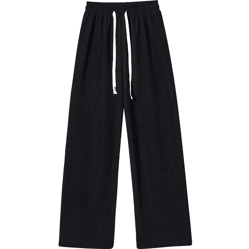 Winter Women Fleece Wide Leg Long Pants Thicken Warm Stright Elastic Waist Trousers Casual Loose Female Botton 251029