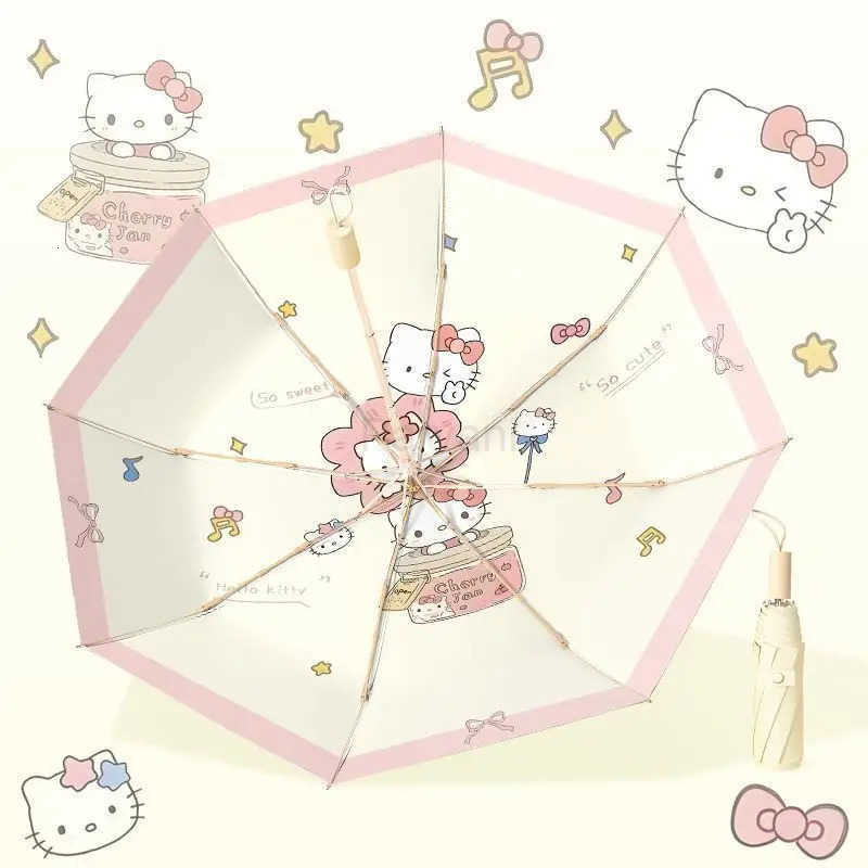 Sanrio New Miniso 16K Plus Size Umbrella Hellokitty Kawaii Anime Uv Protection Rain Dual Purpose Folding Umbrella Girl Surprise Gift L251029