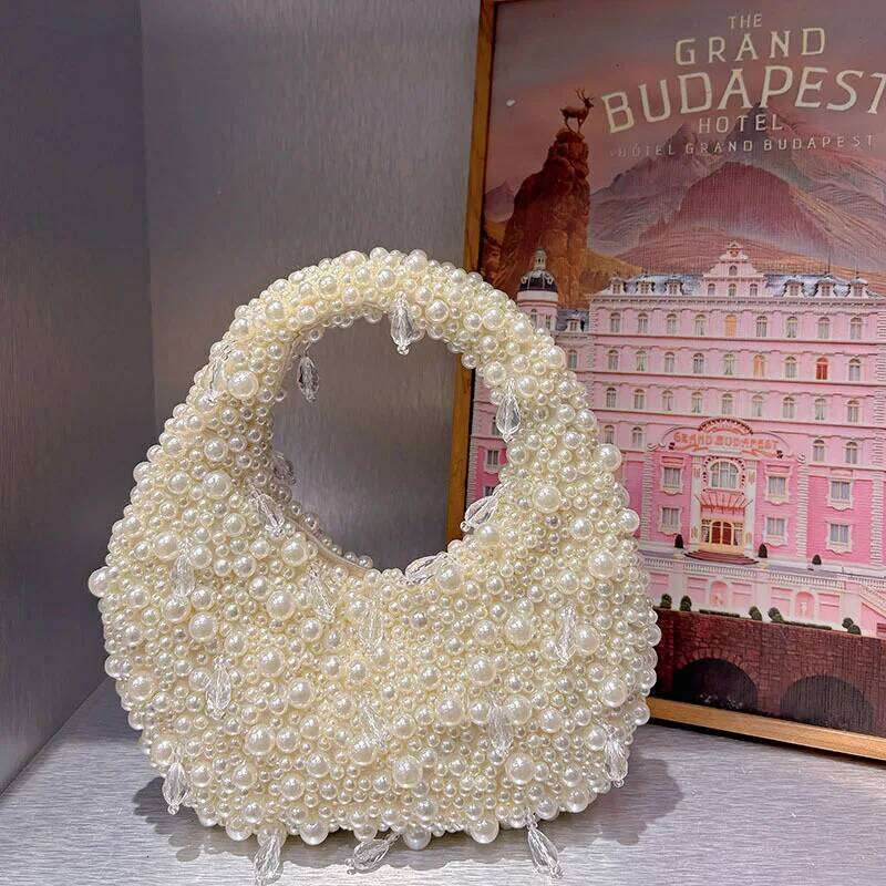 Designer Bags High Quality Pearl Beaded Handmade Women Handbag Fashion Evening Wedding Party Clutch Purse Beads Beading Woven Shoulder Bag Luxury Bag