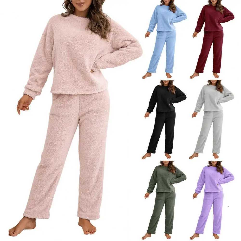 Purple Flannel Women Pajamas Sets Autumn Winter Long Sleeves Long Pants Casual Sleepwears Soft Pijamas Comfy Pyjamas CozyT251029