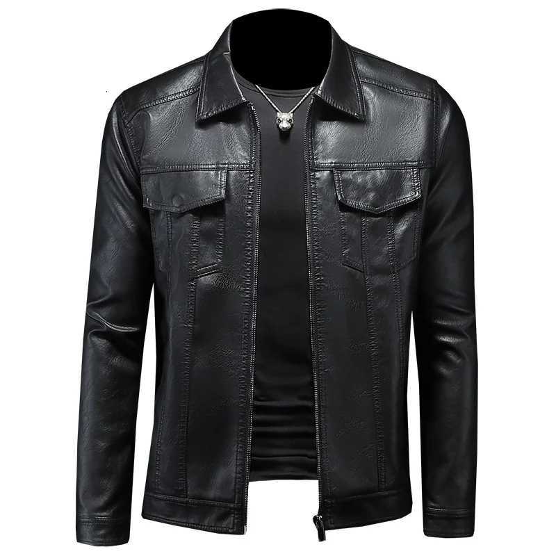 Highquality Mens Leather Jacket Fashion Casual Motorcycle Bike Leather Jackets Handsome Streetwear Waterproof Mens ClothingT251029