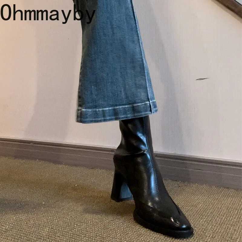 Vintage High Heel Women Ankle Boots Fashion Square Toe Short Booties Autumn Winter Ladies Shoes Botas Mujer Z251029